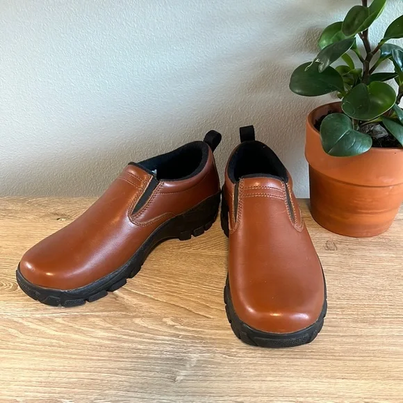 Lands' End Shoes Lands End Womens Leather Slip On Traction